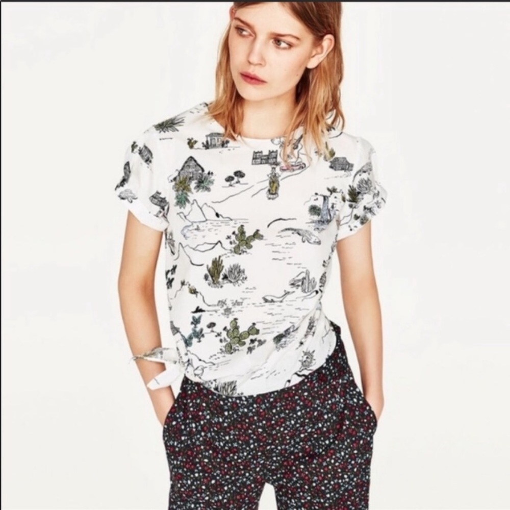 NWT Zara Basic Side Tie Short Sleeve Top